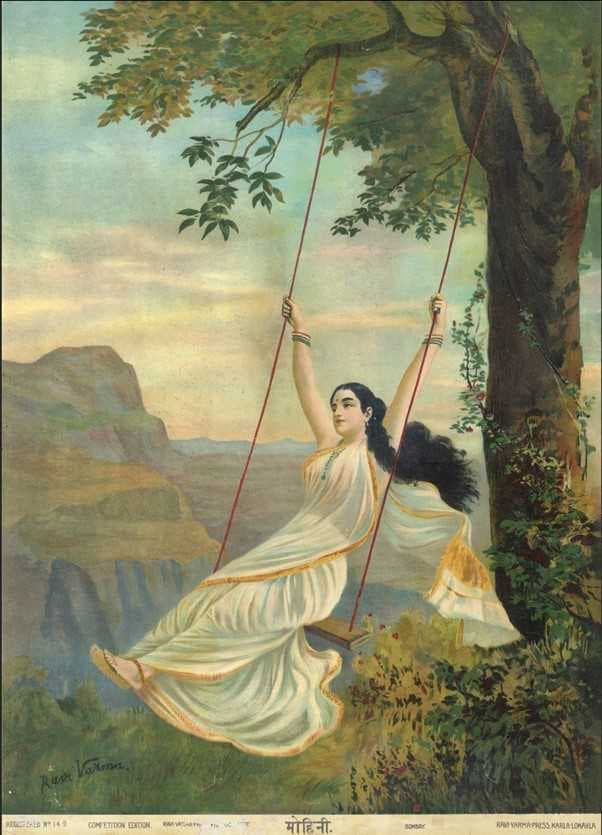 Mohini - A Raja Ravi Varma Lithograph