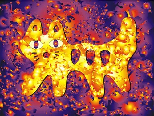 DMYTRO RYBIN:Fantastic cat in bright colors. Red, blue, magenta, yellow gradients.,2021