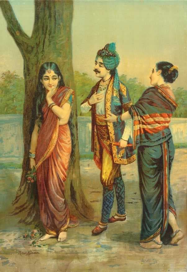 How Madalasa met Rutudhwaja - A Raja Ravi Varma Lithograph 