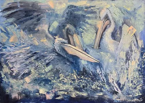 IRINA SERGEYEVA:Blue pelicans,2021
