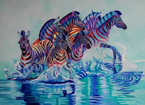 BINOVSKA:Bathing Zebras,2021