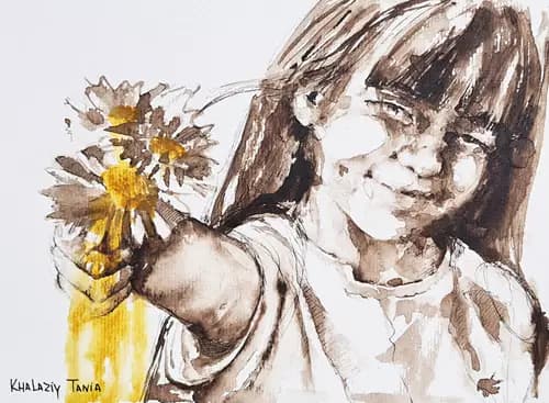 TETIANA KHALAZII:Child with Chamomiles,2015