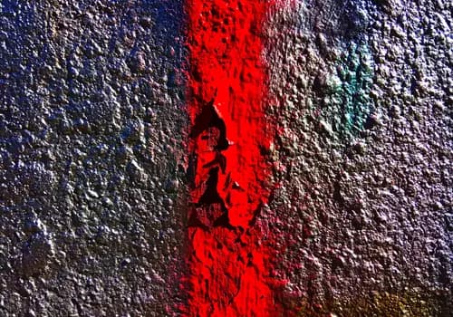 DMYTRO RYBIN:Red stripe on a gray wall. Graffiti. City graphics,2022