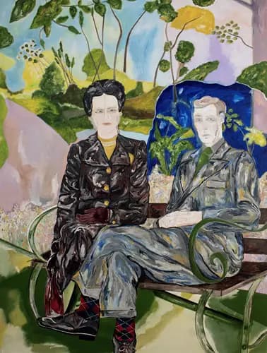 MATHIEU BERNARD MARTIN:Couple on a bench by the flowers,2021