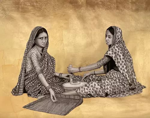 KAPIL ANANT:Two ladies grinding food grains at the mill (1873),2021